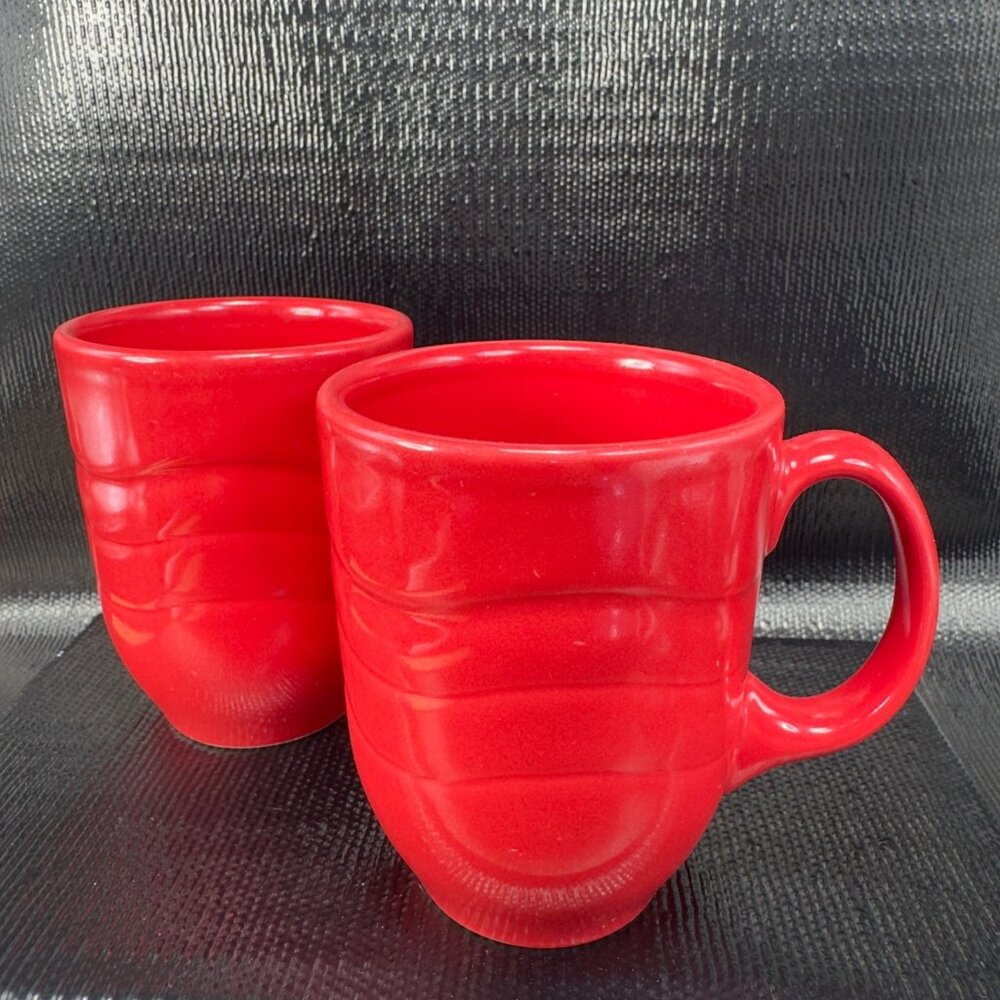 Syracuse China Ceramic Mug‎ Cup Set 2 Red Mugs Restaurant Ware Mugs Cups Vintage